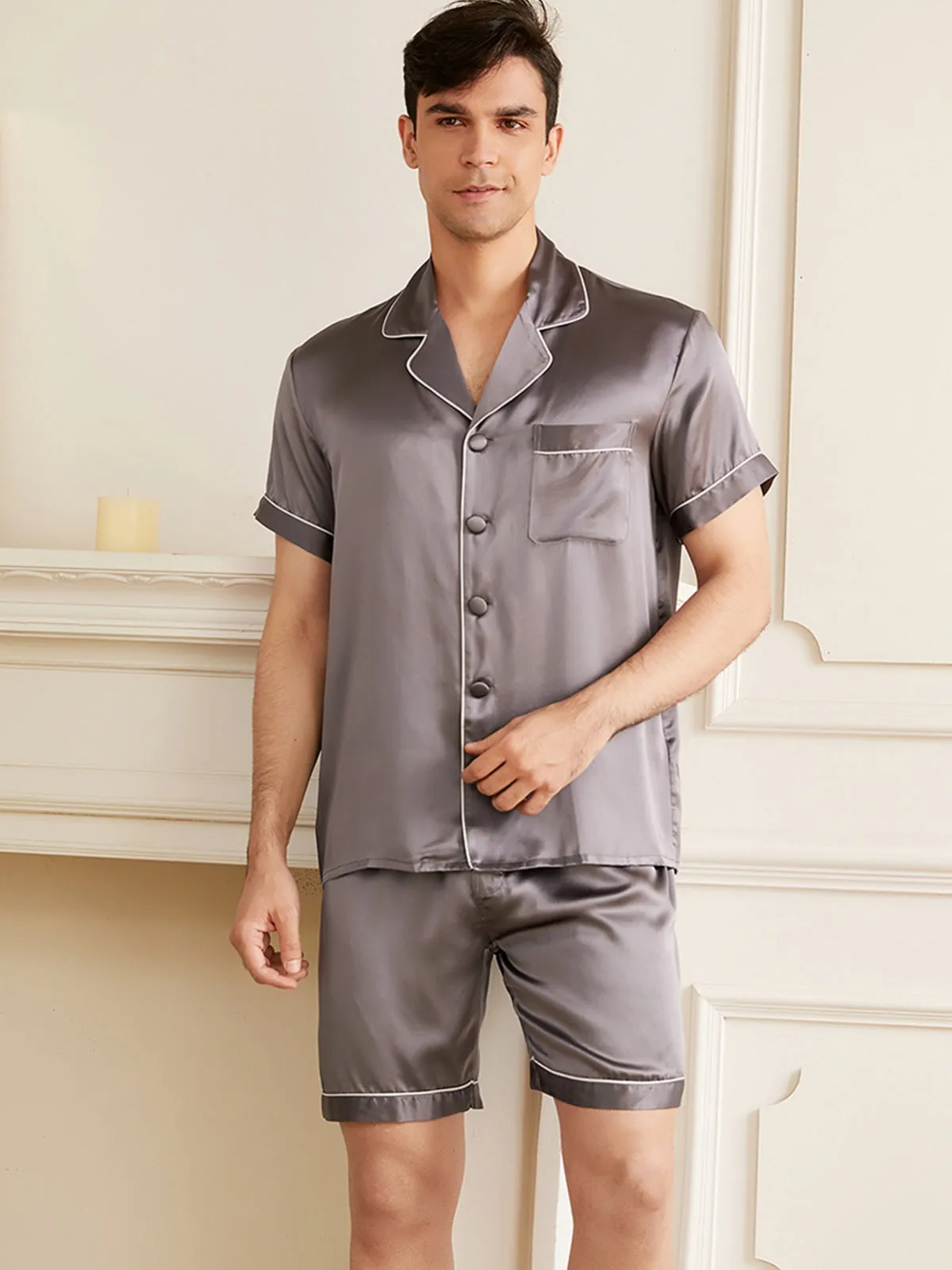 19 Momme Men's Short Silk Pajamas Set