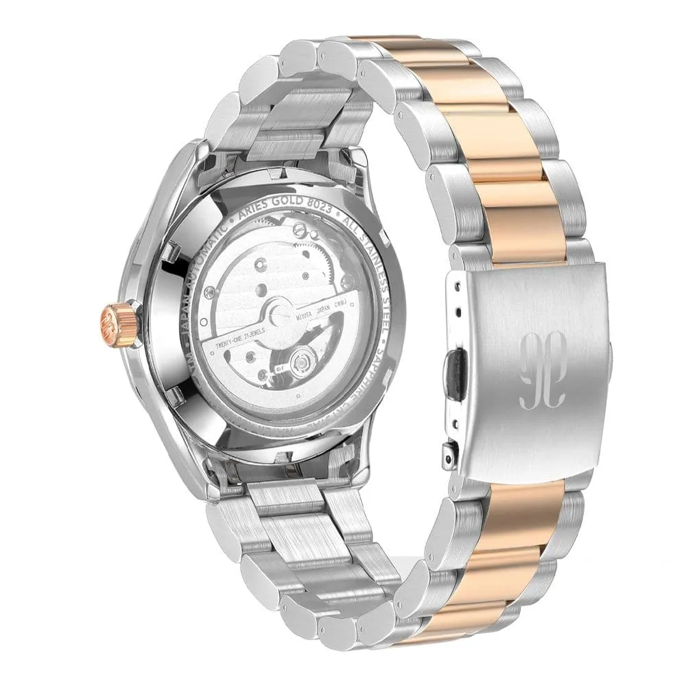 Aries Gold Goldex 8023 Silver Stainless Steel Strap Women Watch L 8023 SRG-BU