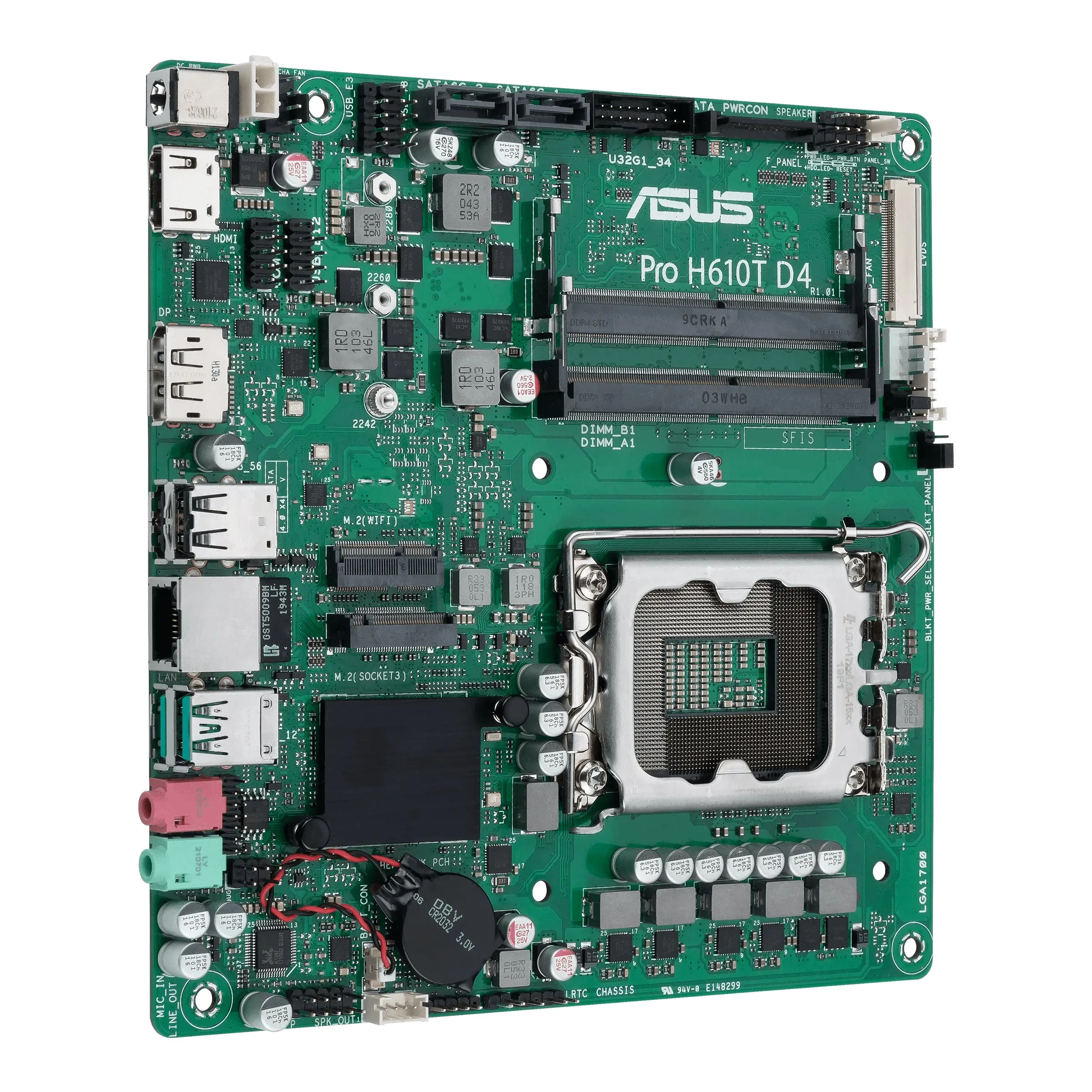 Asus Pro H610t D4-Csm - Motherboard - Thin Mini Itx - Lga1700 Socket - H610 Chipset - Usb 3.2 Gen 1, Usb 3.2 Gen 2 - Gig