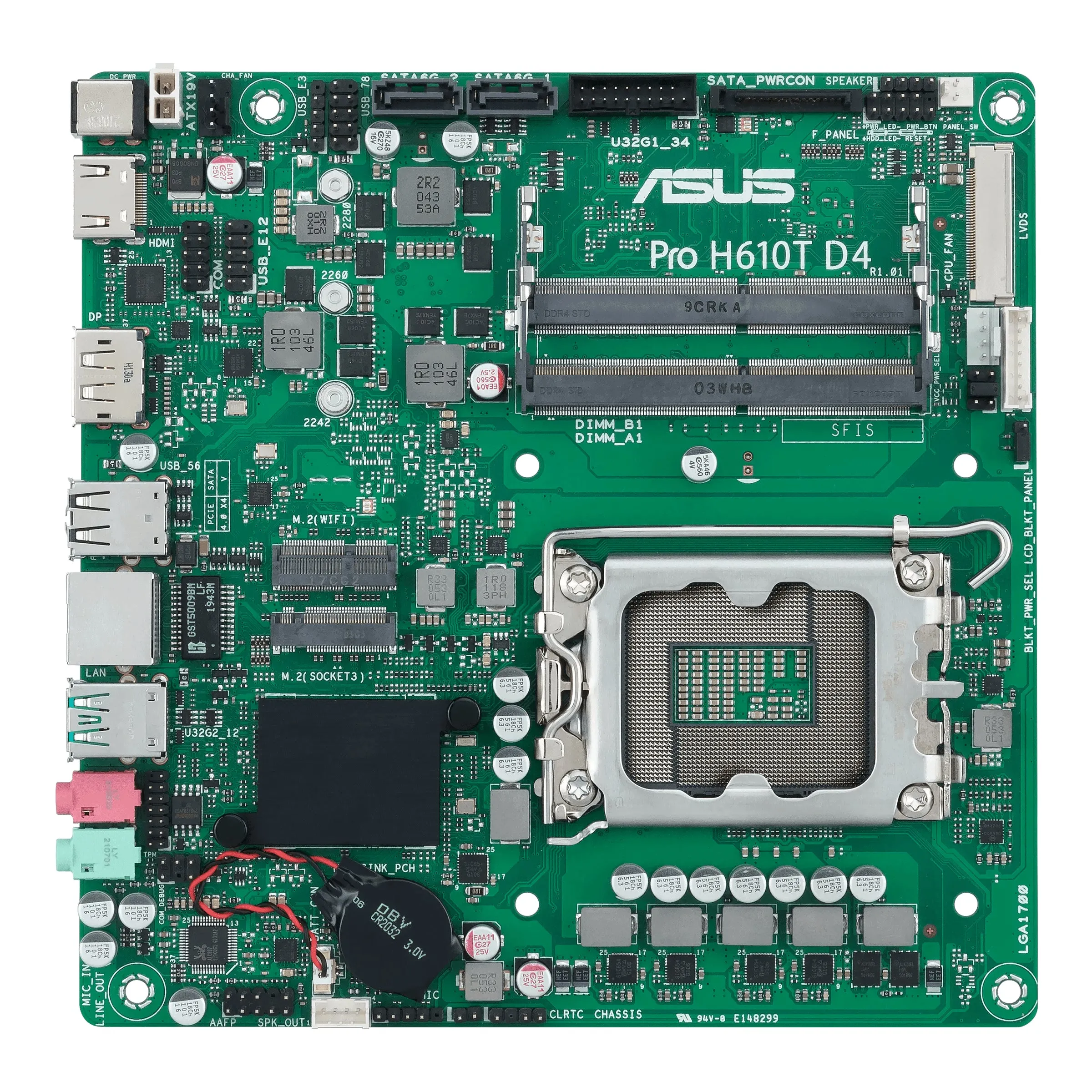 Asus Pro H610t D4-Csm - Motherboard - Thin Mini Itx - Lga1700 Socket - H610 Chipset - Usb 3.2 Gen 1, Usb 3.2 Gen 2 - Gig