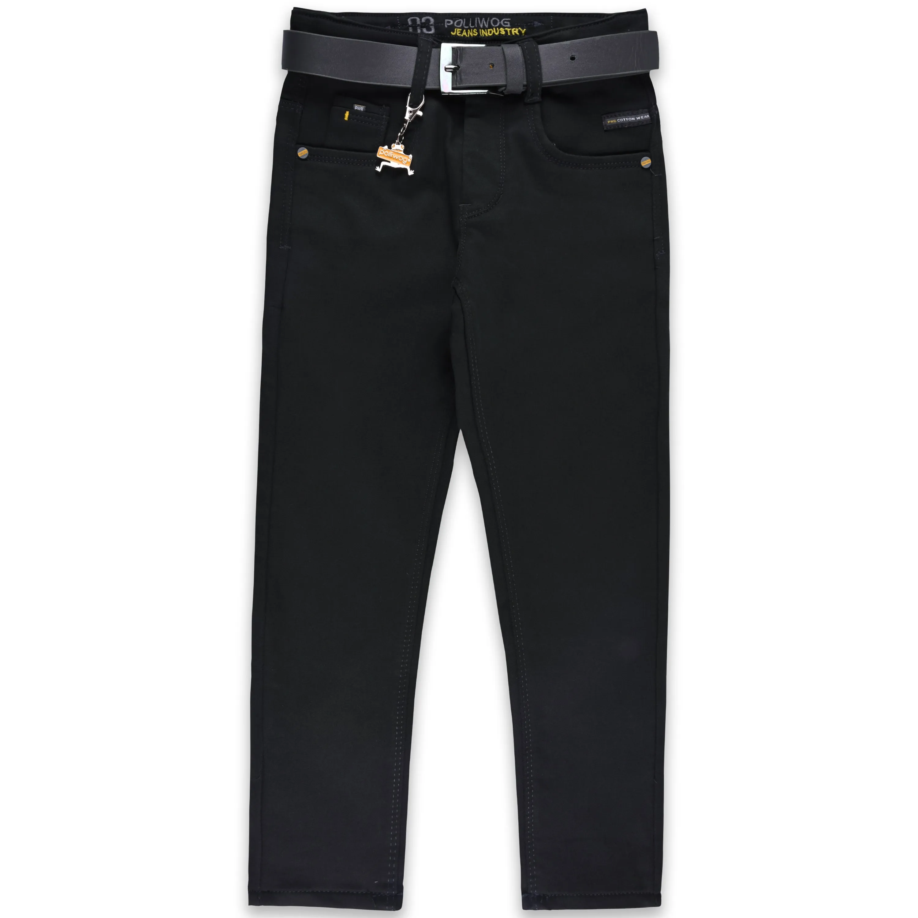 Baby Boys Black Slim/Fit Pants with Belt