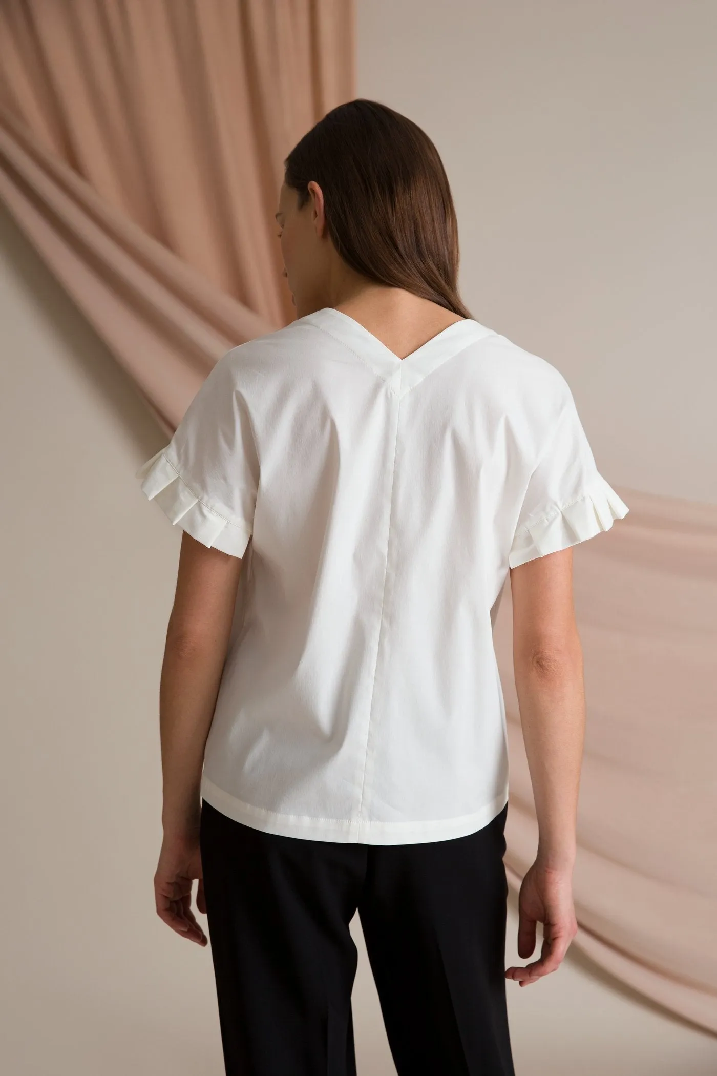 Belle Pleat Sleeve Blouse Soft White