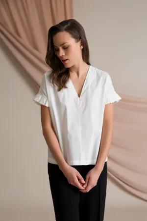 Belle Pleat Sleeve Blouse Soft White