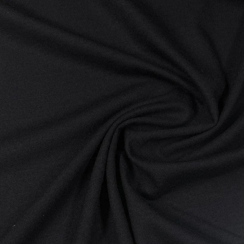 Black Organic Cotton Jersey Fabric - 130 GSM - Grown in the USA