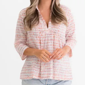 Brushstroke Coral Pintuck Blouse