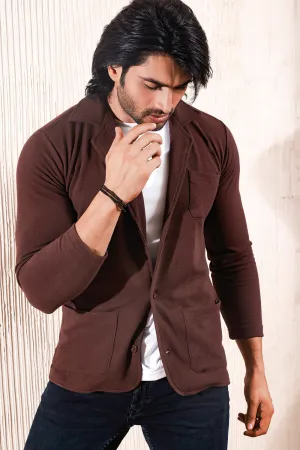Chocolate Brown Blazer Style Cardigan