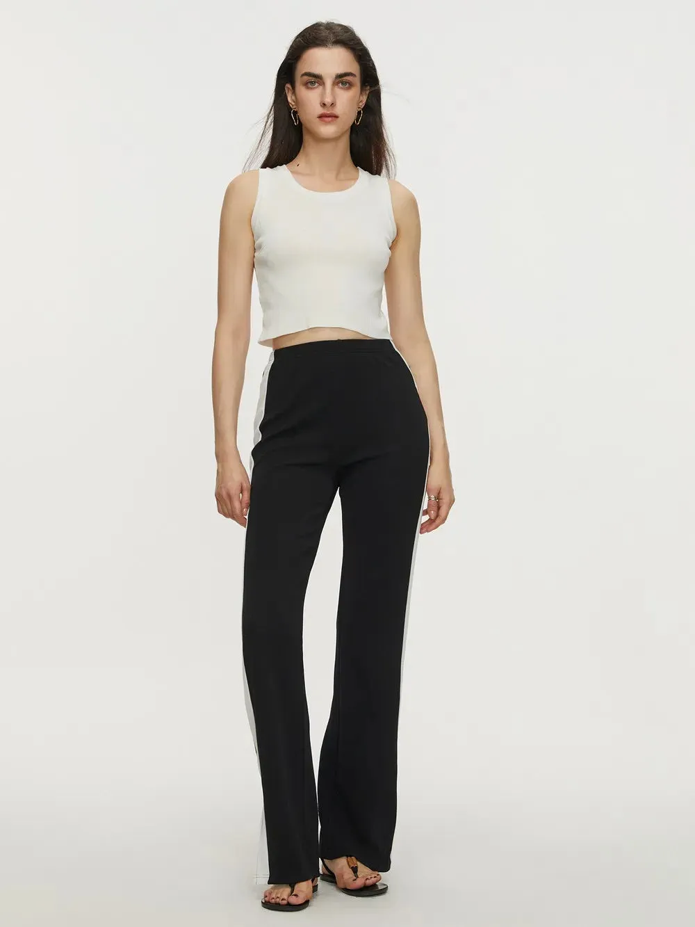 Contrast Slit Long Pants