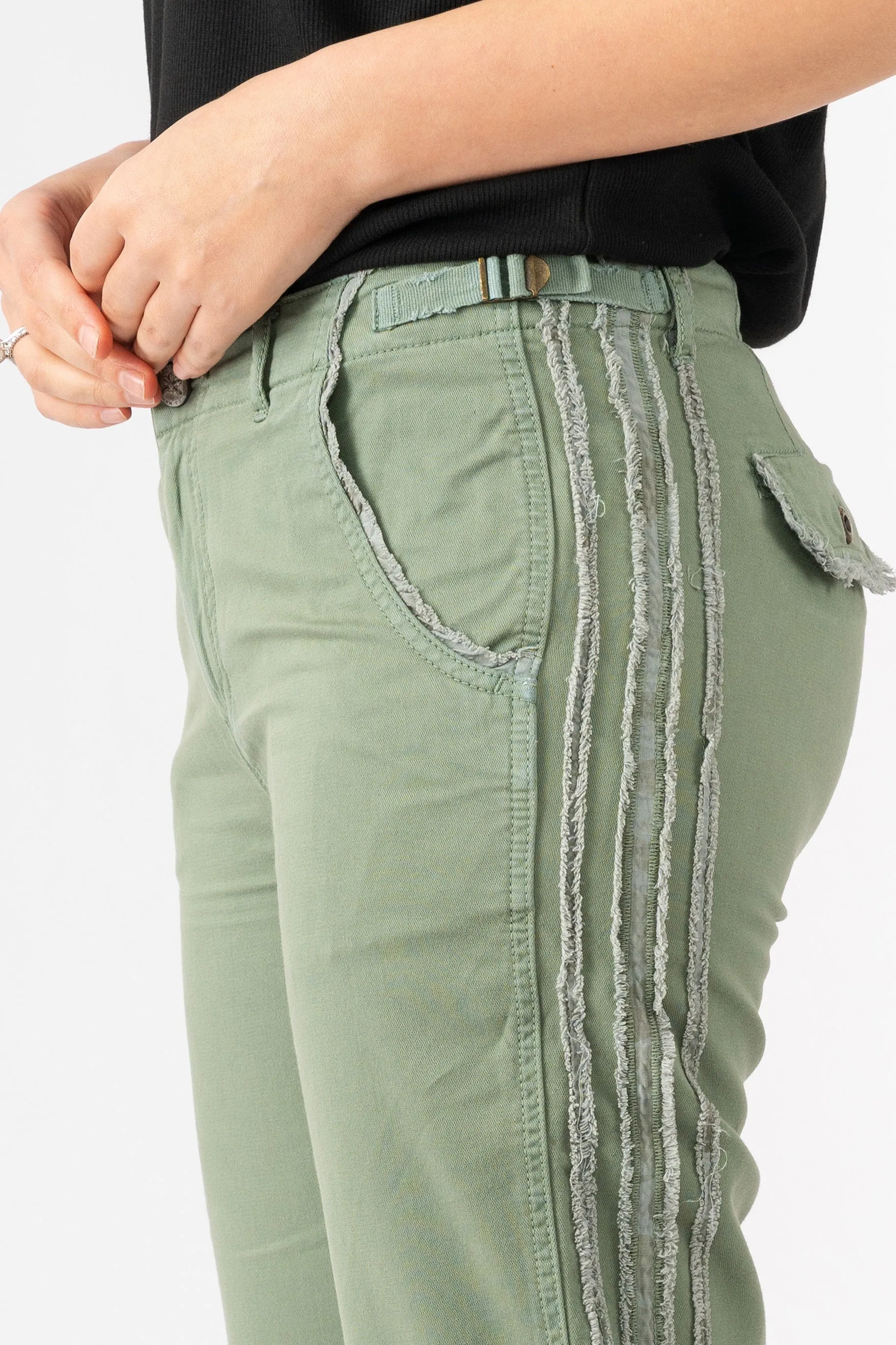 Easy fit pants with Raw Stripes in Myrtle Green