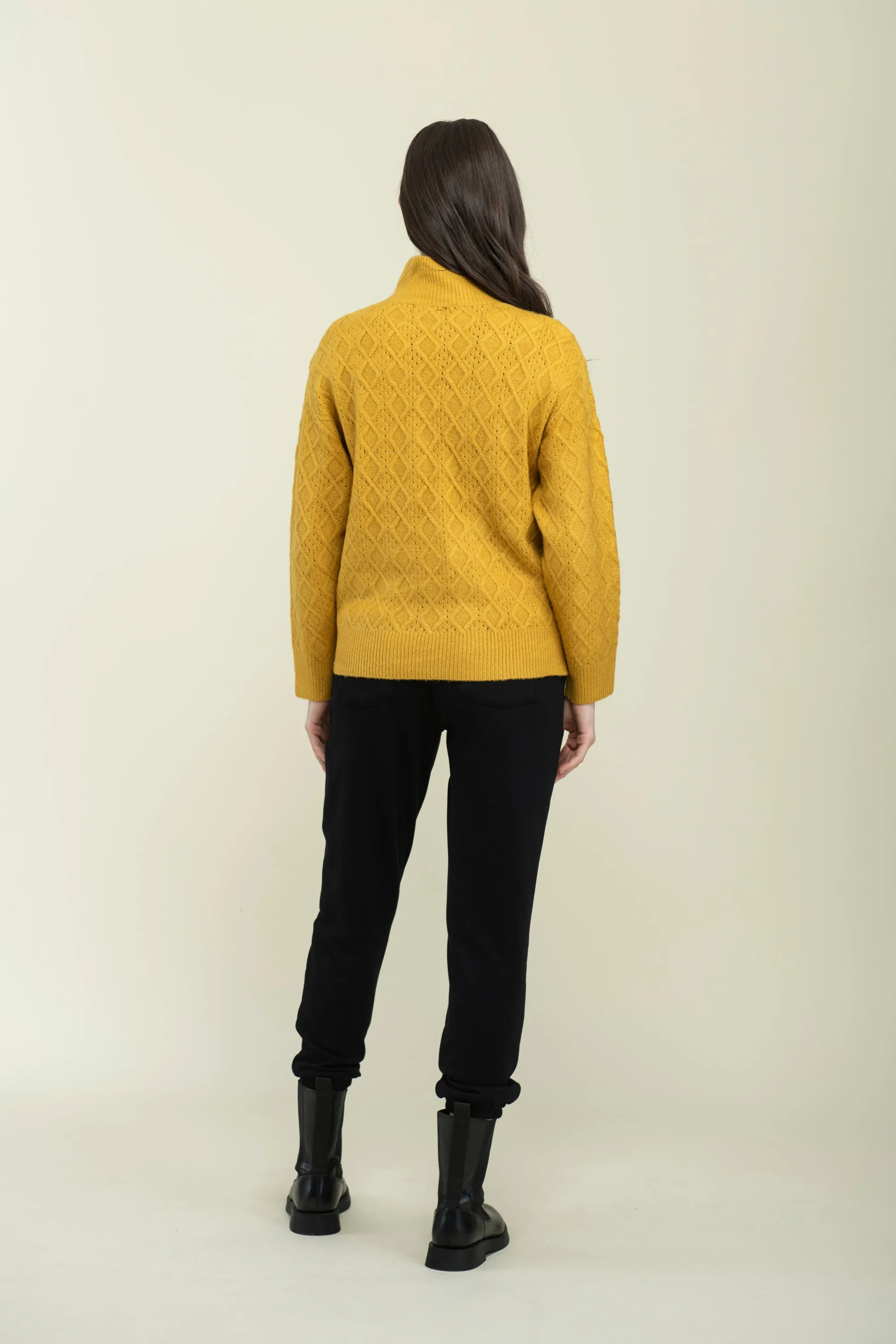 Ella-Cabled Mock Neck