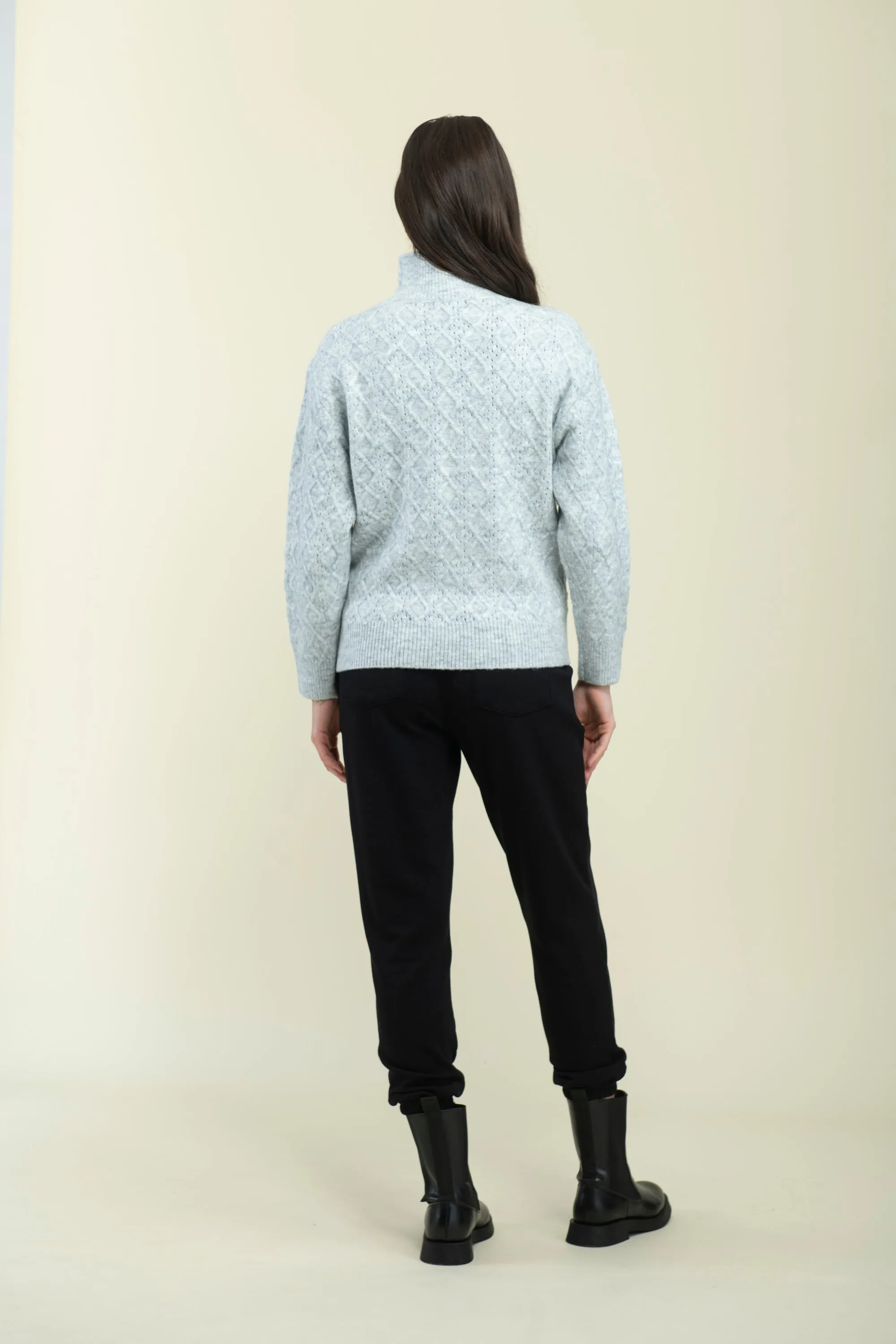 Ella-Cabled Mock Neck