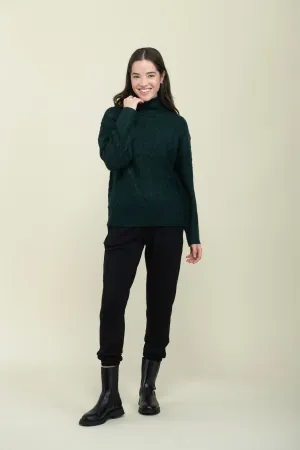 Ella-Cabled Mock Neck