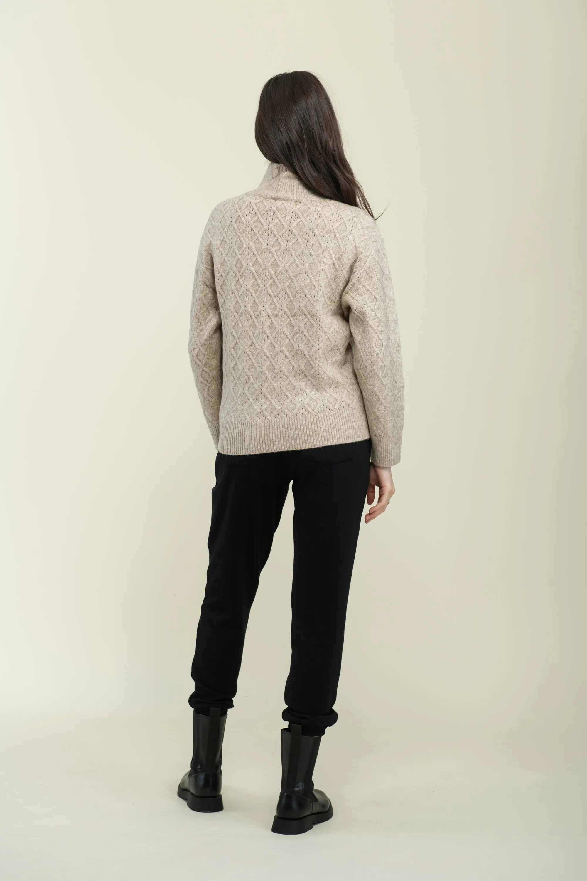 Ella-Cabled Mock Neck