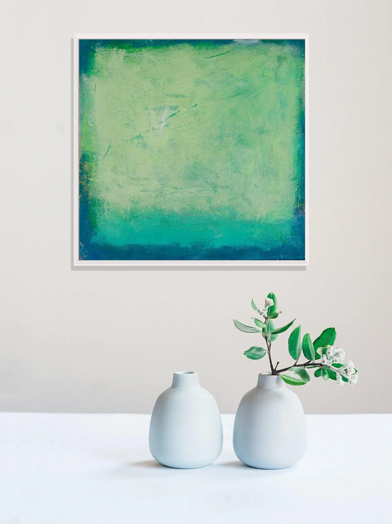 Green Abstract Landscape Painting Blue and Turquoise Original Painting on Canvas Contemporary Abstract Art Wall Decor Texture Painting