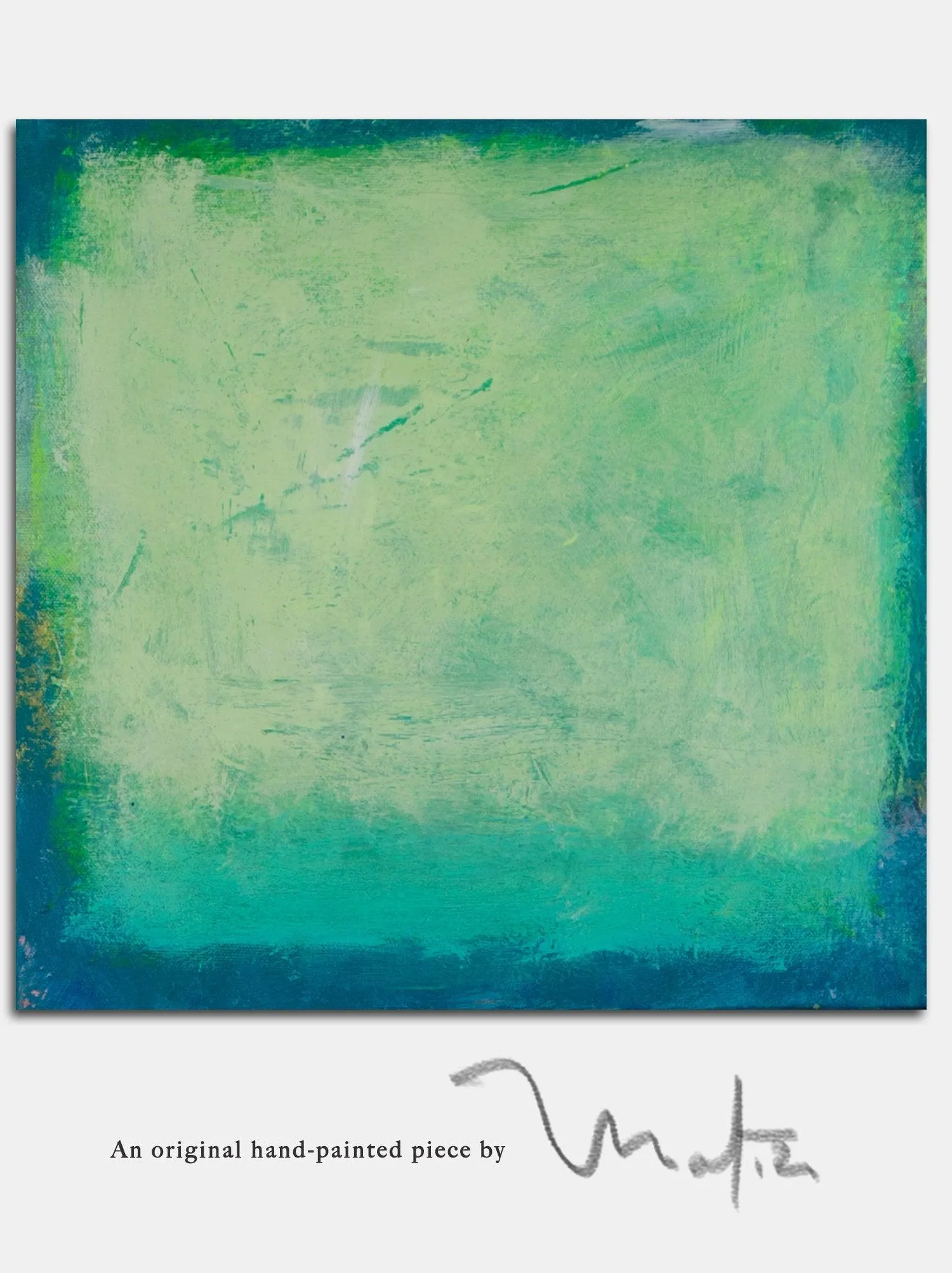 Green Abstract Landscape Painting Blue and Turquoise Original Painting on Canvas Contemporary Abstract Art Wall Decor Texture Painting