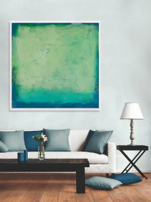 Green Abstract Landscape Painting Blue and Turquoise Original Painting on Canvas Contemporary Abstract Art Wall Decor Texture Painting
