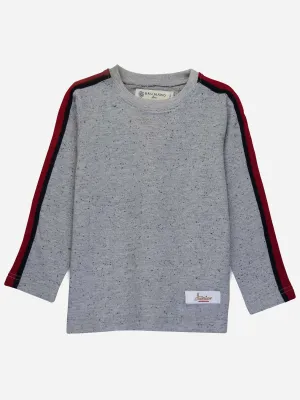 Grey Sweatshirt With Red Stripe Detailing