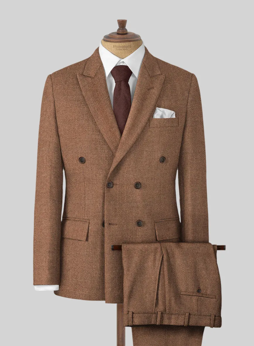 Highlander Earthy Brown Tweed Double Breasted Suit