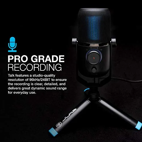 JLab Audio Talk USB Microphone | USB-C Output | Cardioid, Omnidirectional, Stereo or Bidirectional | 96k Sample Rate | 20Hz - 20kHz Frequency Response | Volume, Gain Control, Quick Mute | Plug & Play