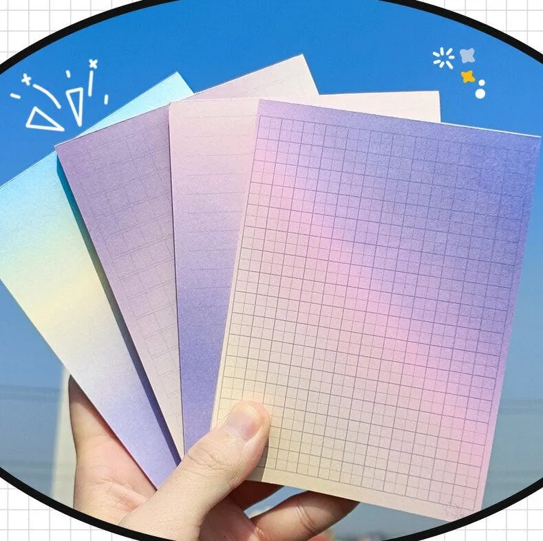Korean GRADIENT GRID MEMO Notepads Blank Notepad Checkered Notepad Grid Notepad Horizontal Rule Notepad 100gsm | 100 X 140mm 50 Sht