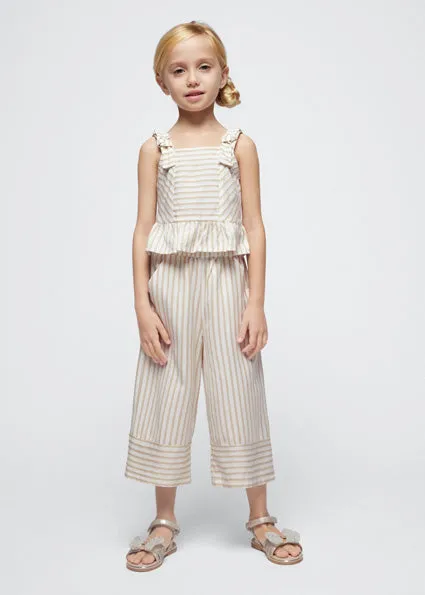 Linen Striped Wide Leg Pants Set