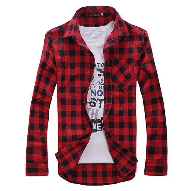 Men's Plaid Shirts Fashion 2015 Autumn New Men Casual Long Sleeve Shirt Male Slim Fit Shirts