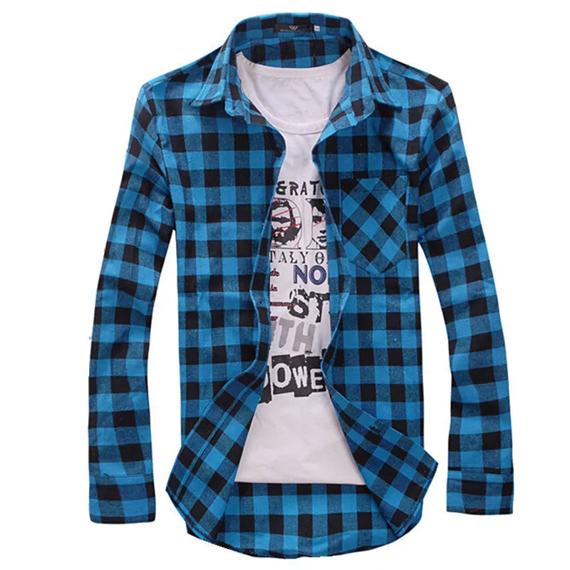Men's Plaid Shirts Fashion 2015 Autumn New Men Casual Long Sleeve Shirt Male Slim Fit Shirts