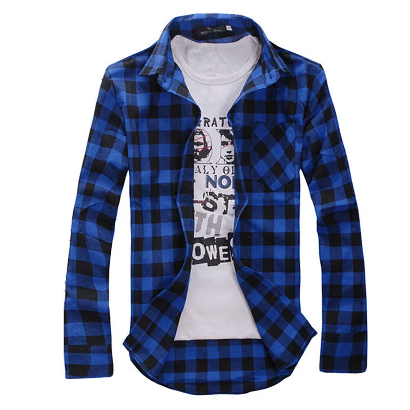 Men's Plaid Shirts Fashion 2015 Autumn New Men Casual Long Sleeve Shirt Male Slim Fit Shirts