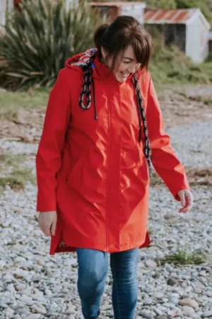 Moke Billie Raincoat Fiery Red Collage