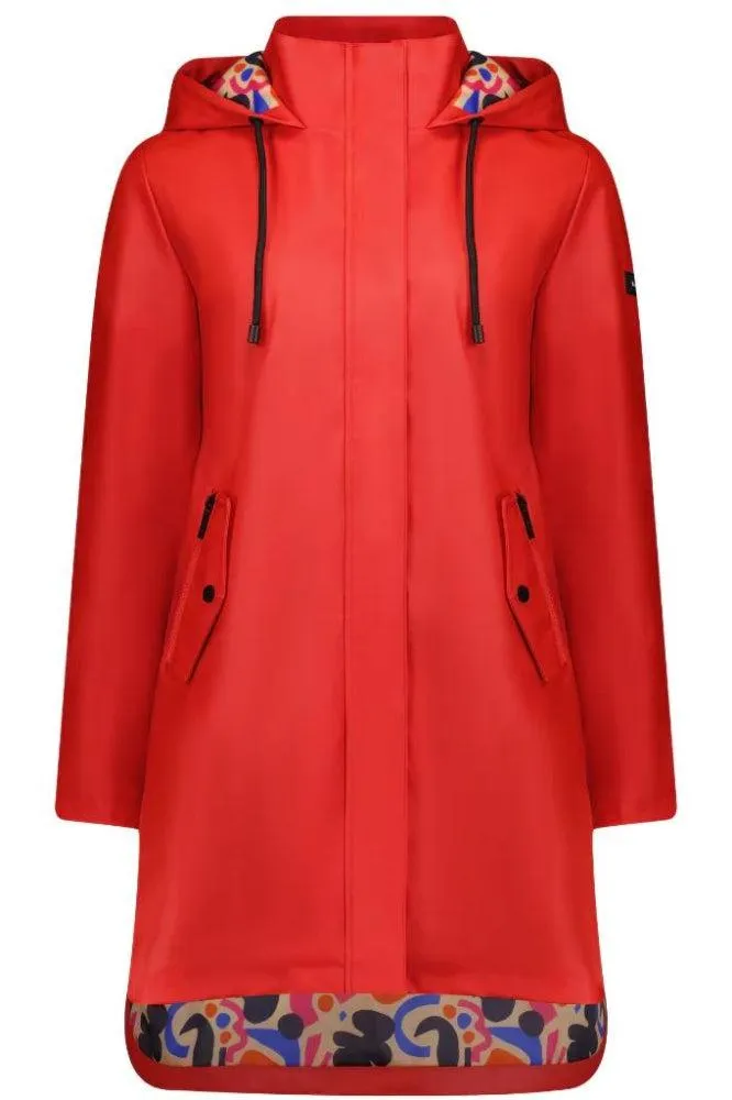 Moke Billie Raincoat Fiery Red Collage