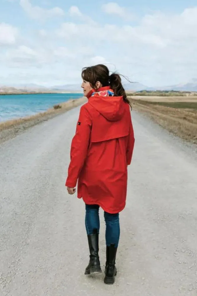 Moke Billie Raincoat Fiery Red Collage
