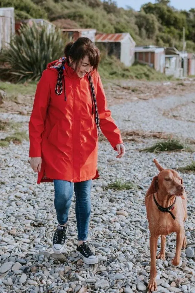 Moke Billie Raincoat Fiery Red Collage