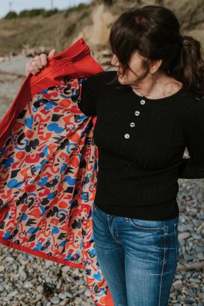 Moke Billie Raincoat Fiery Red Collage