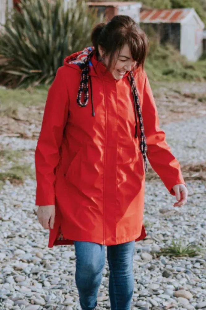 Moke Billie Raincoat Fiery Red Collage
