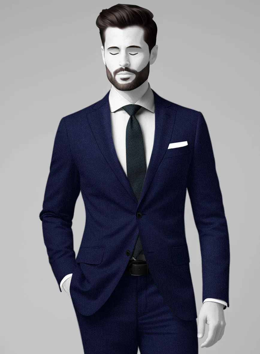 Napolean Basket Weave Blue Wool Suit