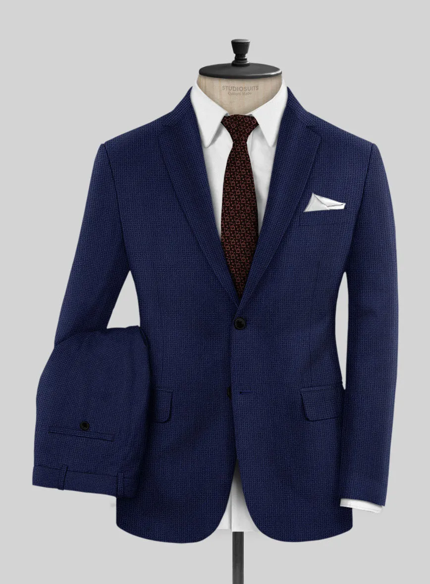 Napolean Basket Weave Blue Wool Suit