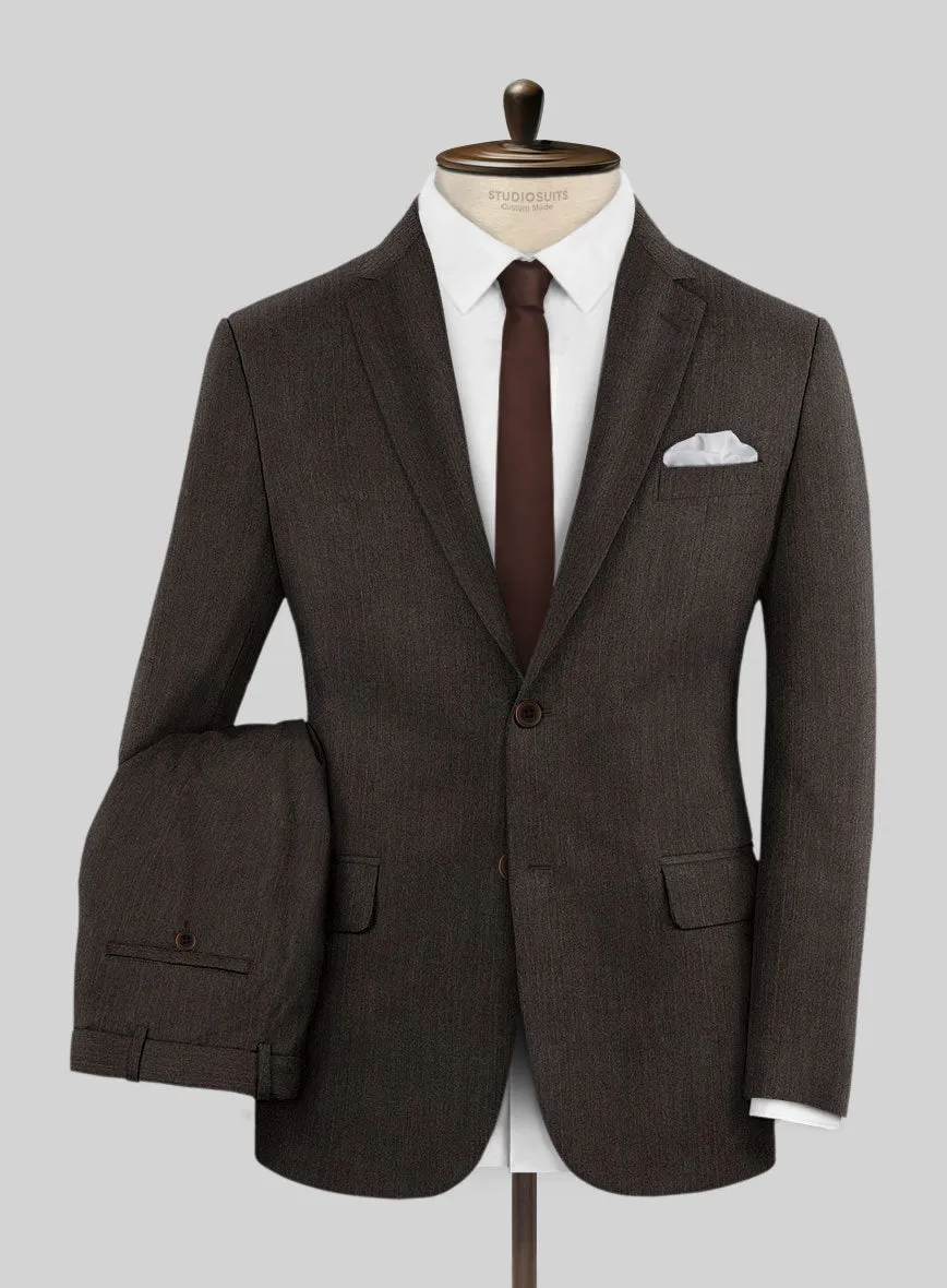 Napolean Dark Brown Herringbone Wool Suit