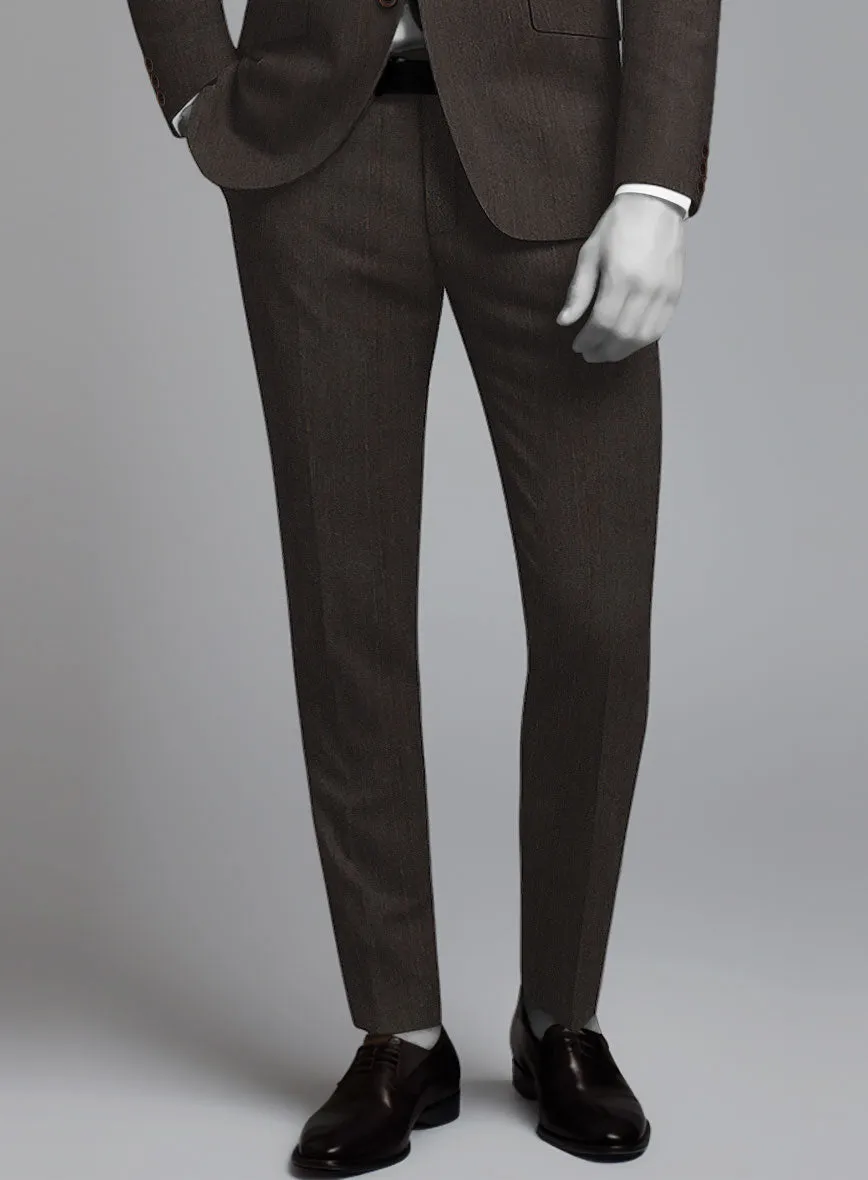 Napolean Dark Brown Herringbone Wool Suit