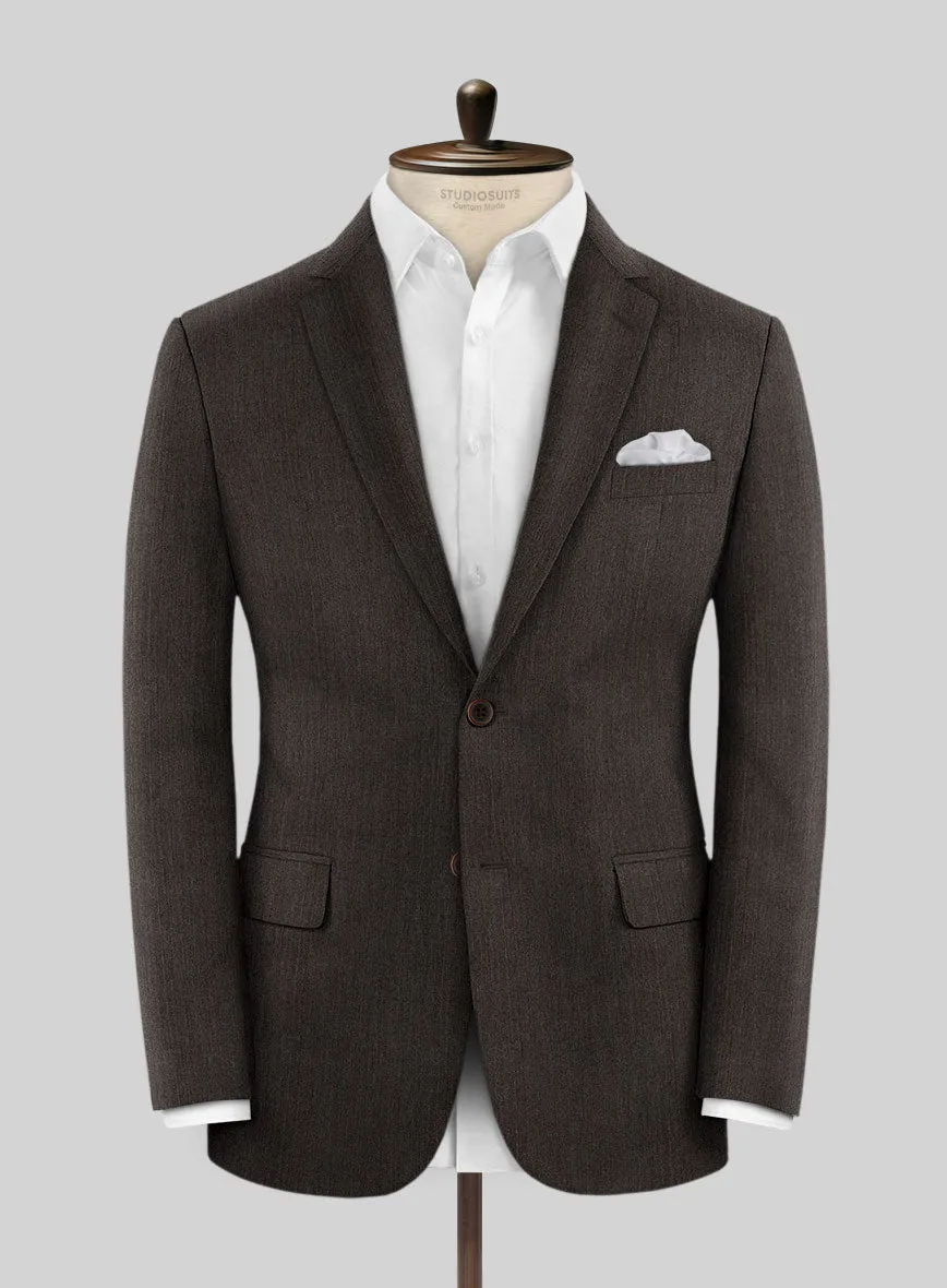 Napolean Dark Brown Herringbone Wool Suit