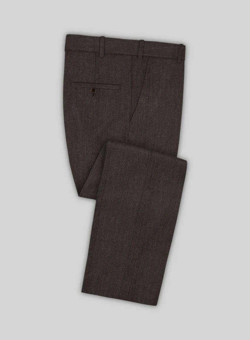 Napolean Dark Brown Herringbone Wool Suit