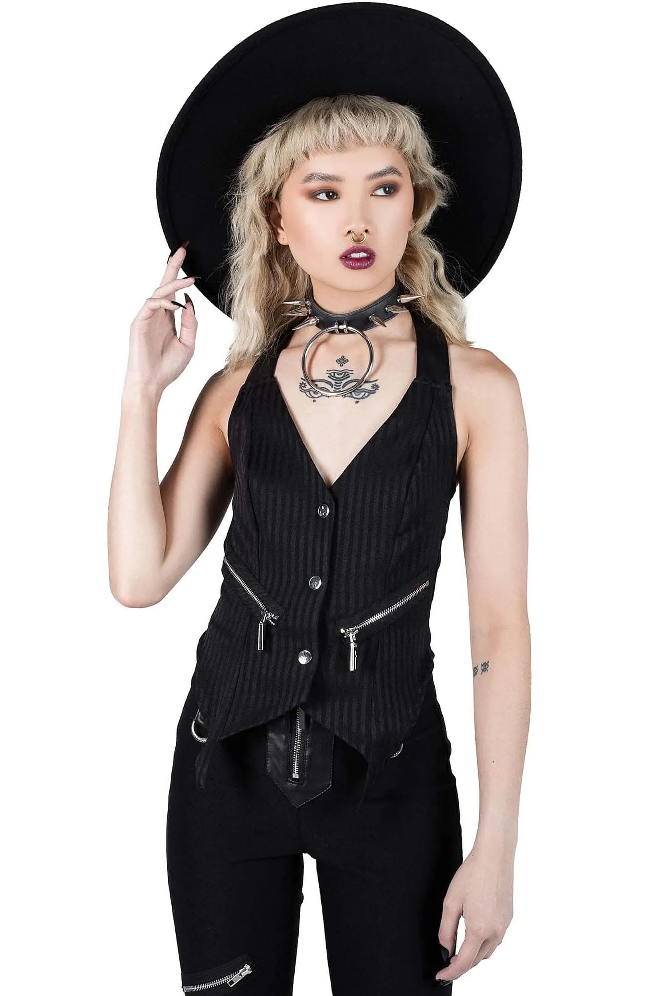 Office Riot Chain Vest [PINSTRIPE]