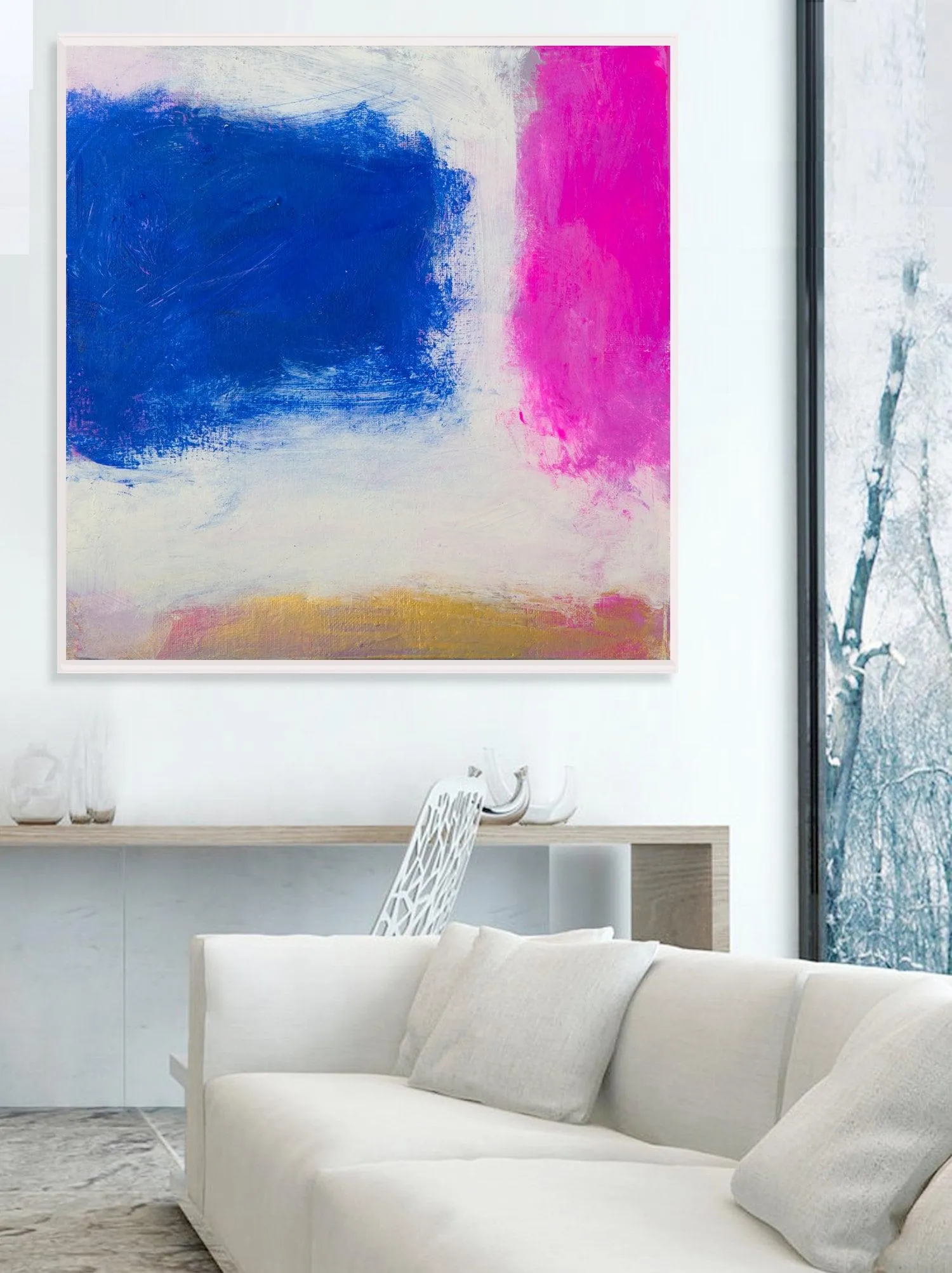 Pink abstract original Art painting, Large canvas abstract canvas wall art