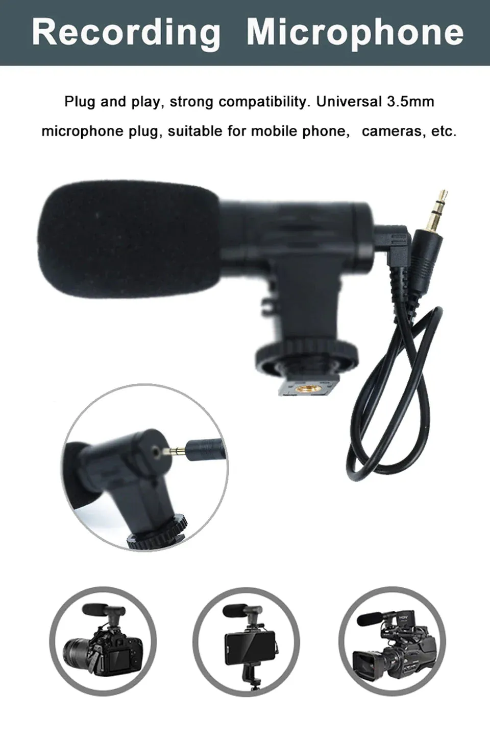 Professional video Microphone kit with Tripod Stand and LED Light