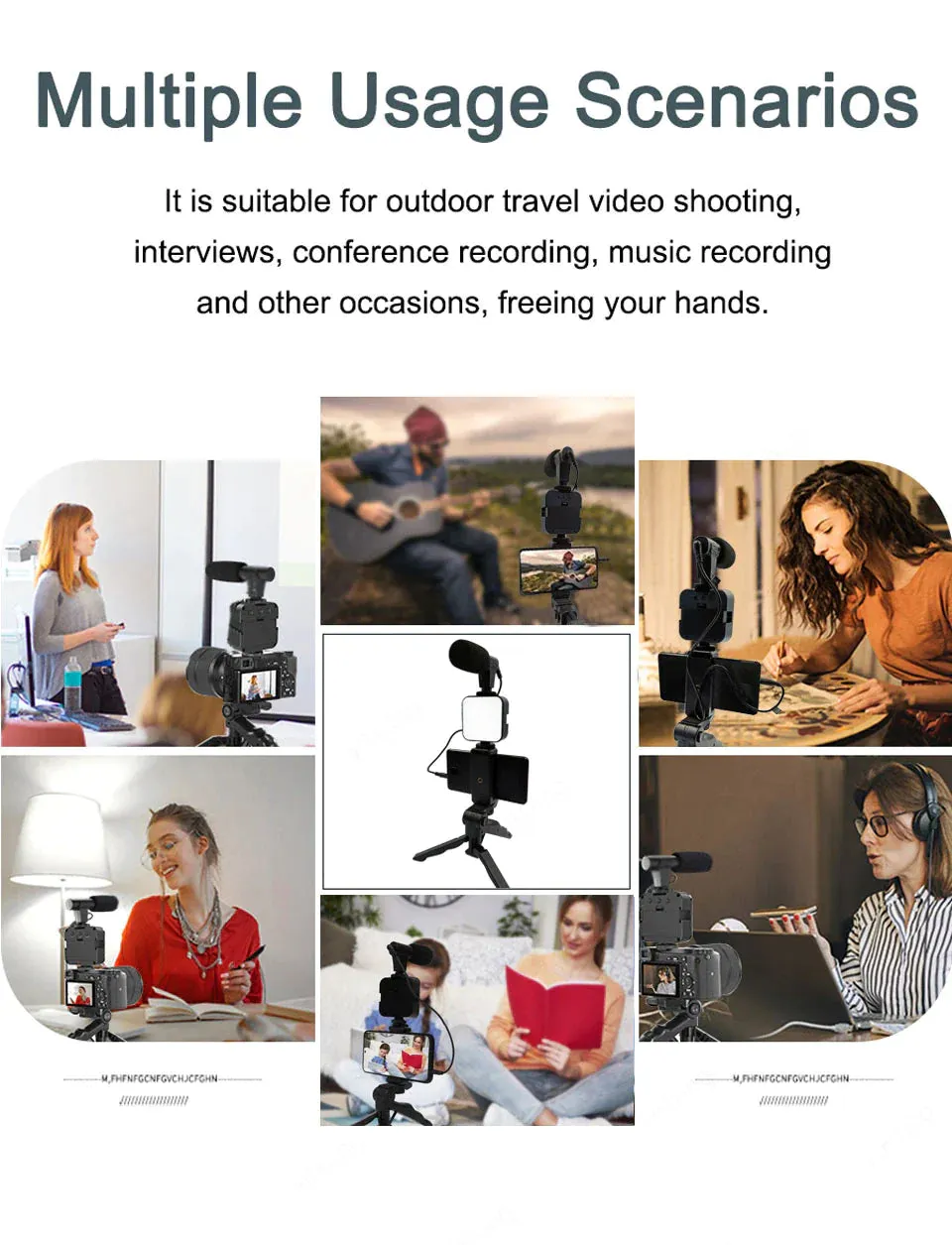 Professional video Microphone kit with Tripod Stand and LED Light