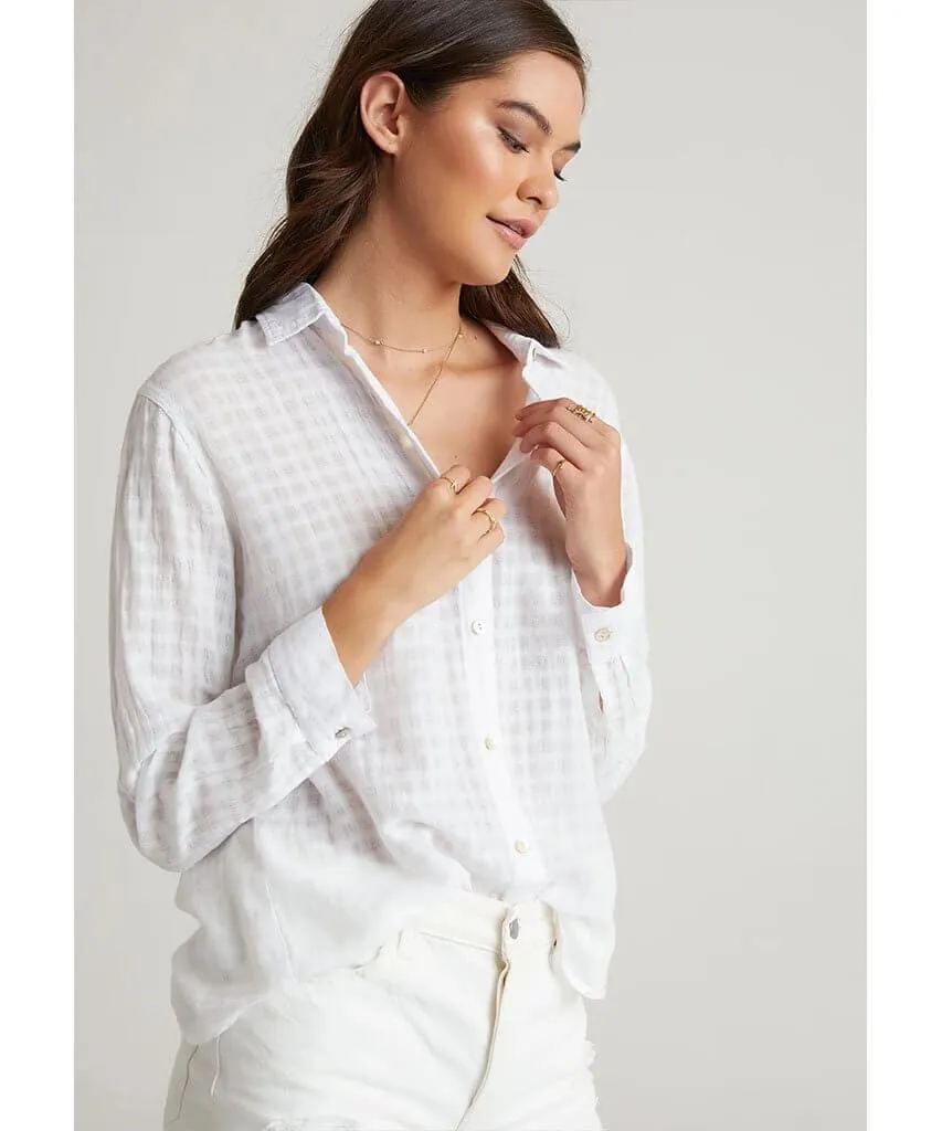 Relaxed Button Down White Check