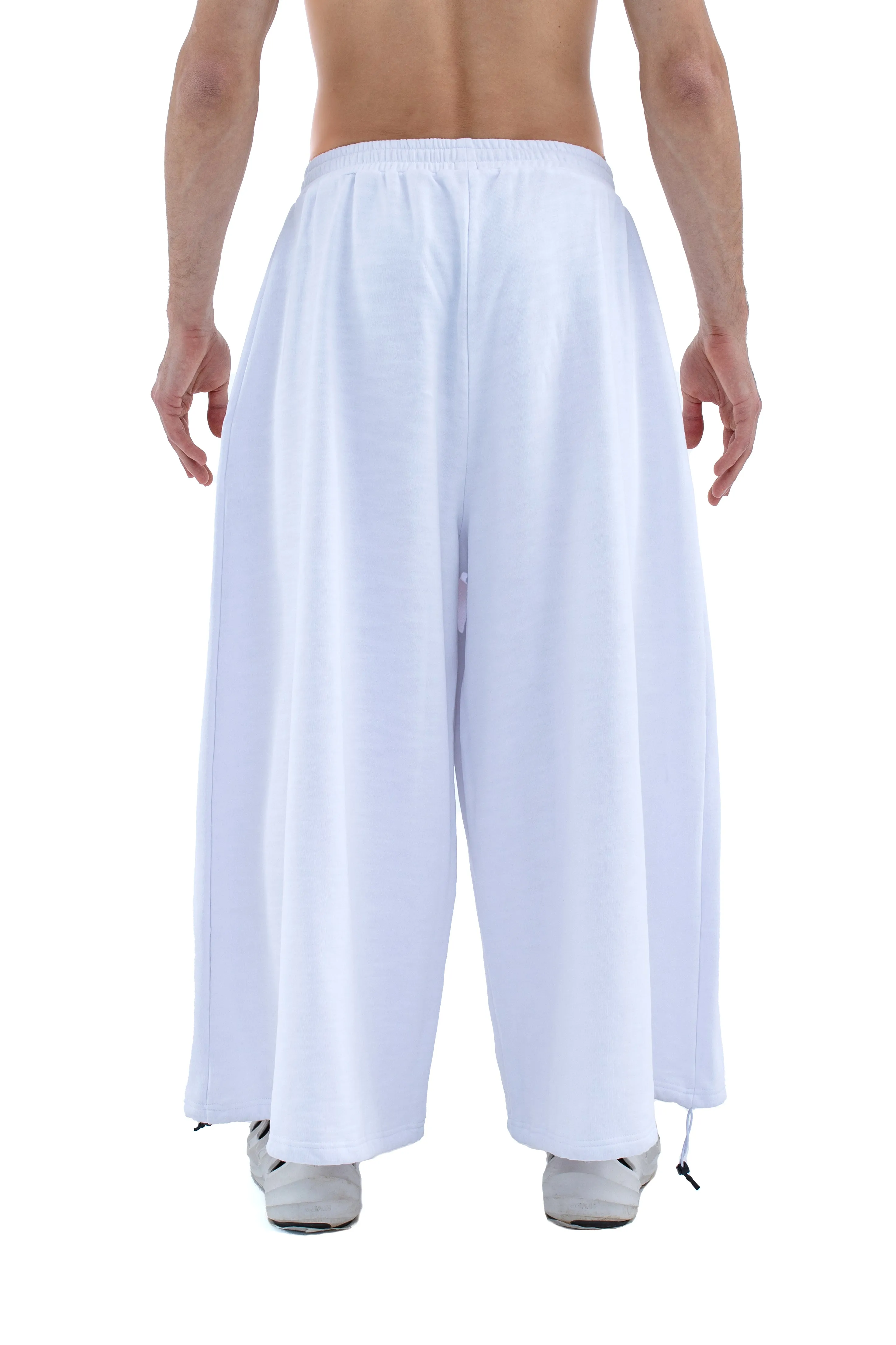 RUN(A)WAY WHITE WIDE-LEG OVERSIZED ADJUSTABLE PANTS