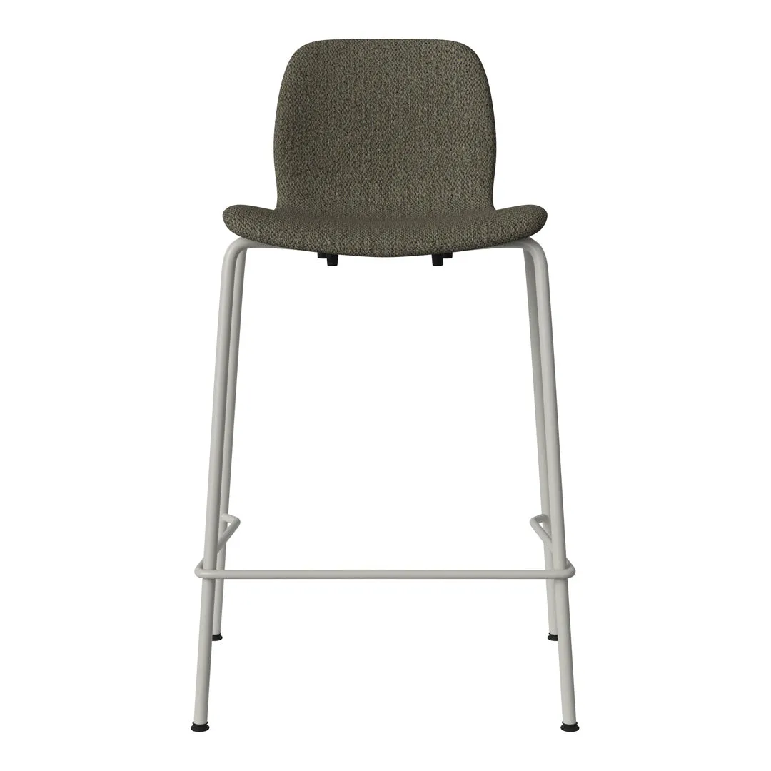 Seed Counter Chair - Upholstered - Steel Base, Grey Lacquered