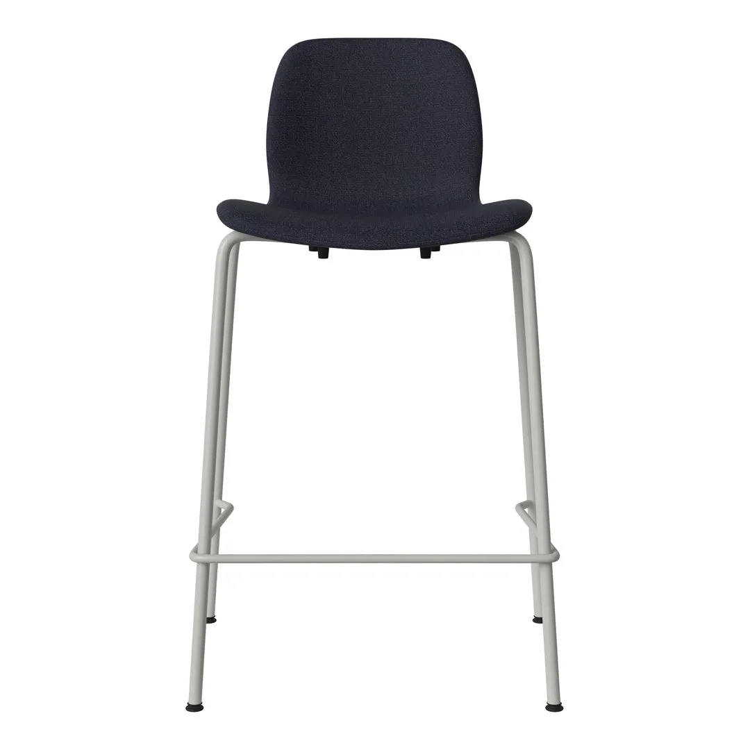 Seed Counter Chair - Upholstered - Steel Base, Grey Lacquered