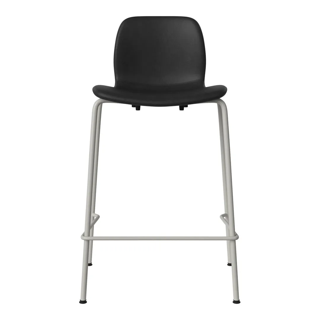 Seed Counter Chair - Upholstered - Steel Base, Grey Lacquered