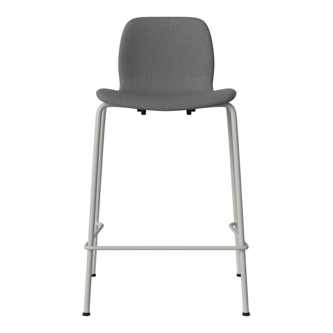 Seed Counter Chair - Upholstered - Steel Base, Grey Lacquered