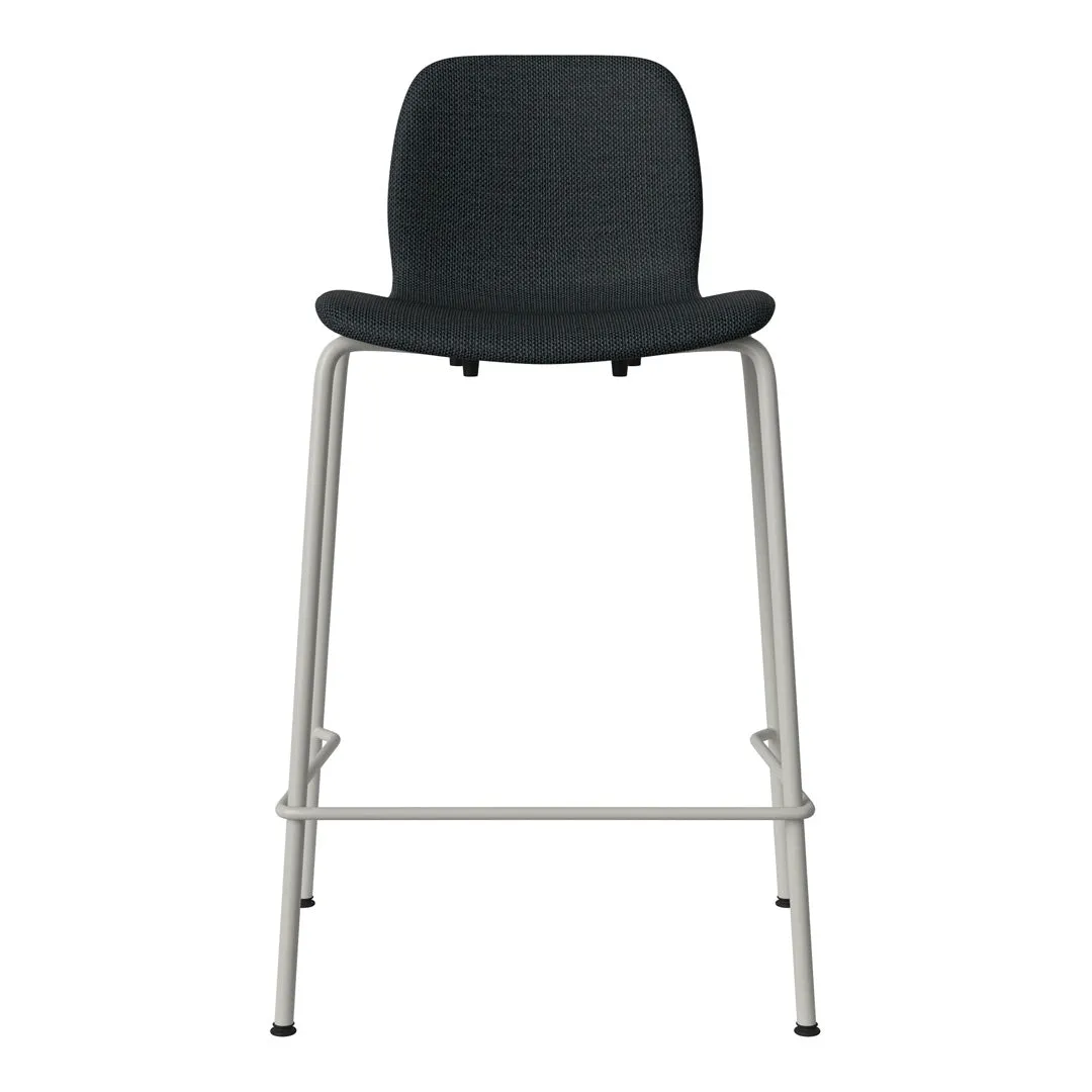 Seed Counter Chair - Upholstered - Steel Base, Grey Lacquered